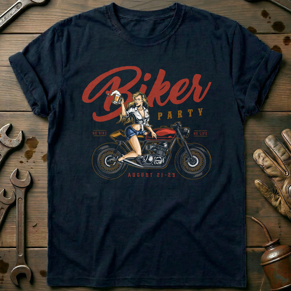 Navy - biker party vintage T Shirt