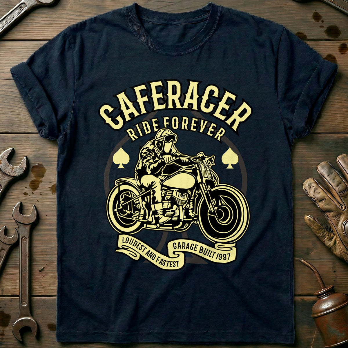 Navy - Bikers Cafe Racer T-Shirt