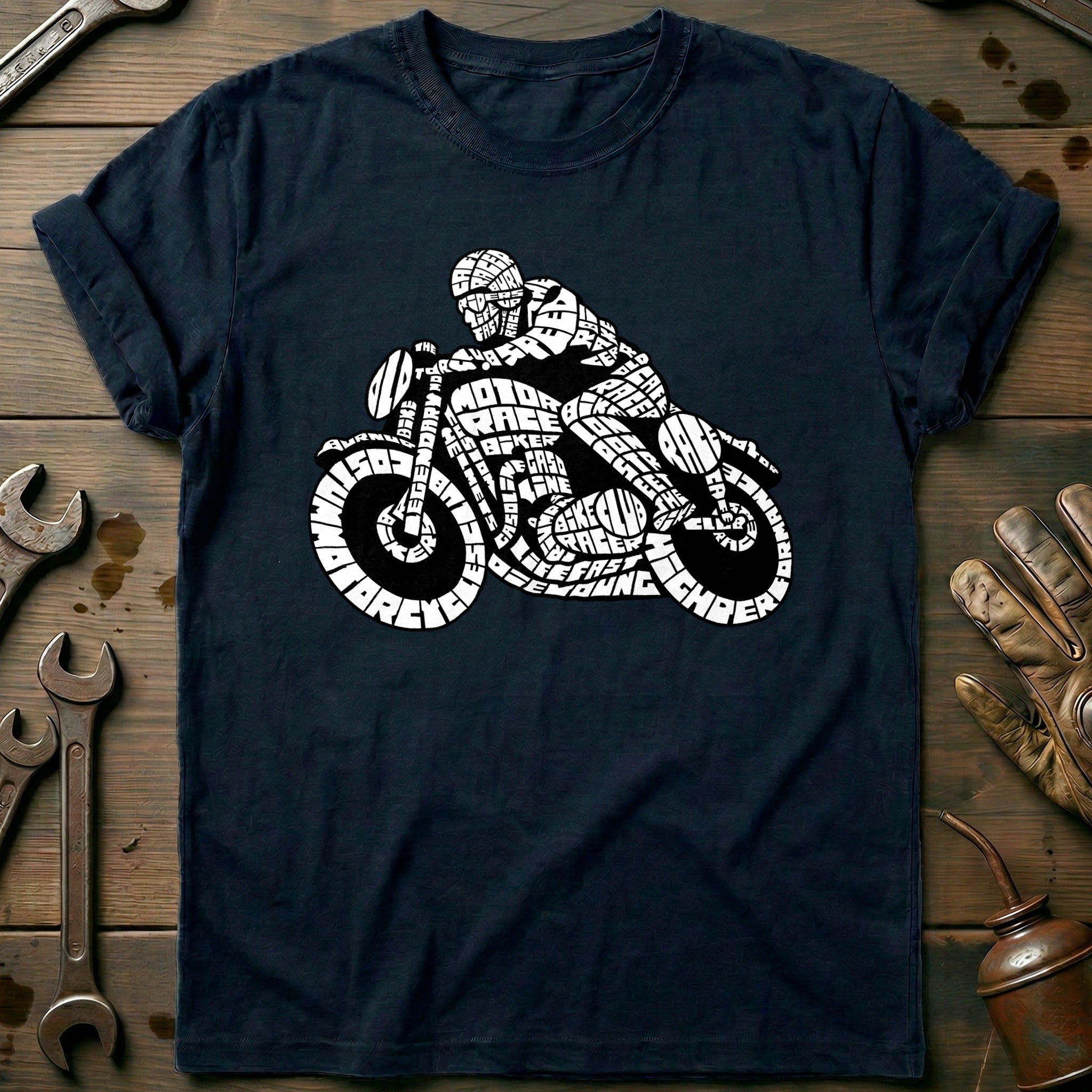 Navy - Bikers Cafe Racer T-Shirt