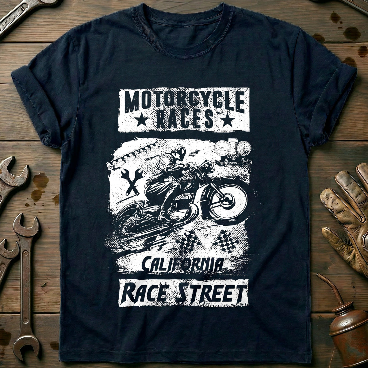Navy - Bikers California T-Shirt