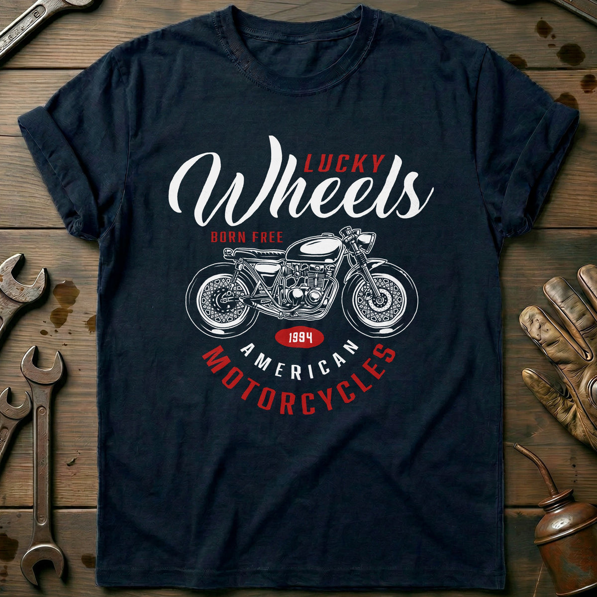 Navy - born free wheels T Shirt