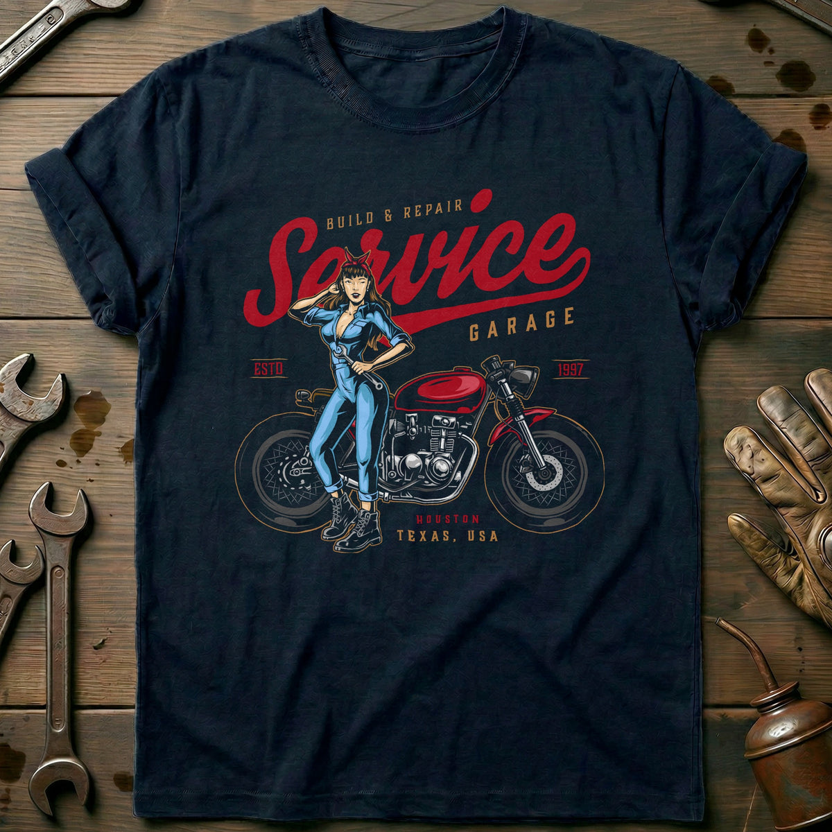 Navy - build repair vintage T Shirt