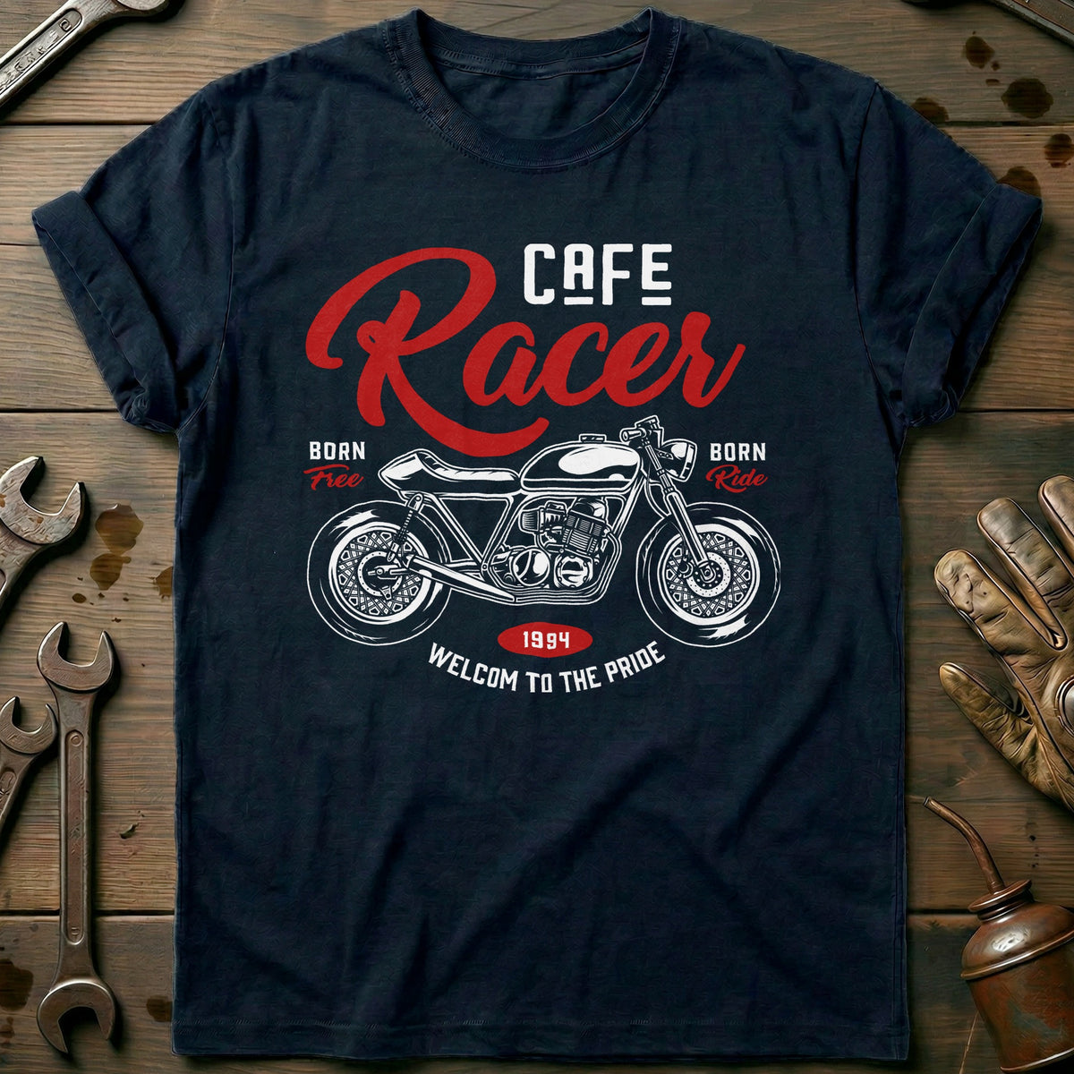 Navy - cafe racer vintage T Shirt