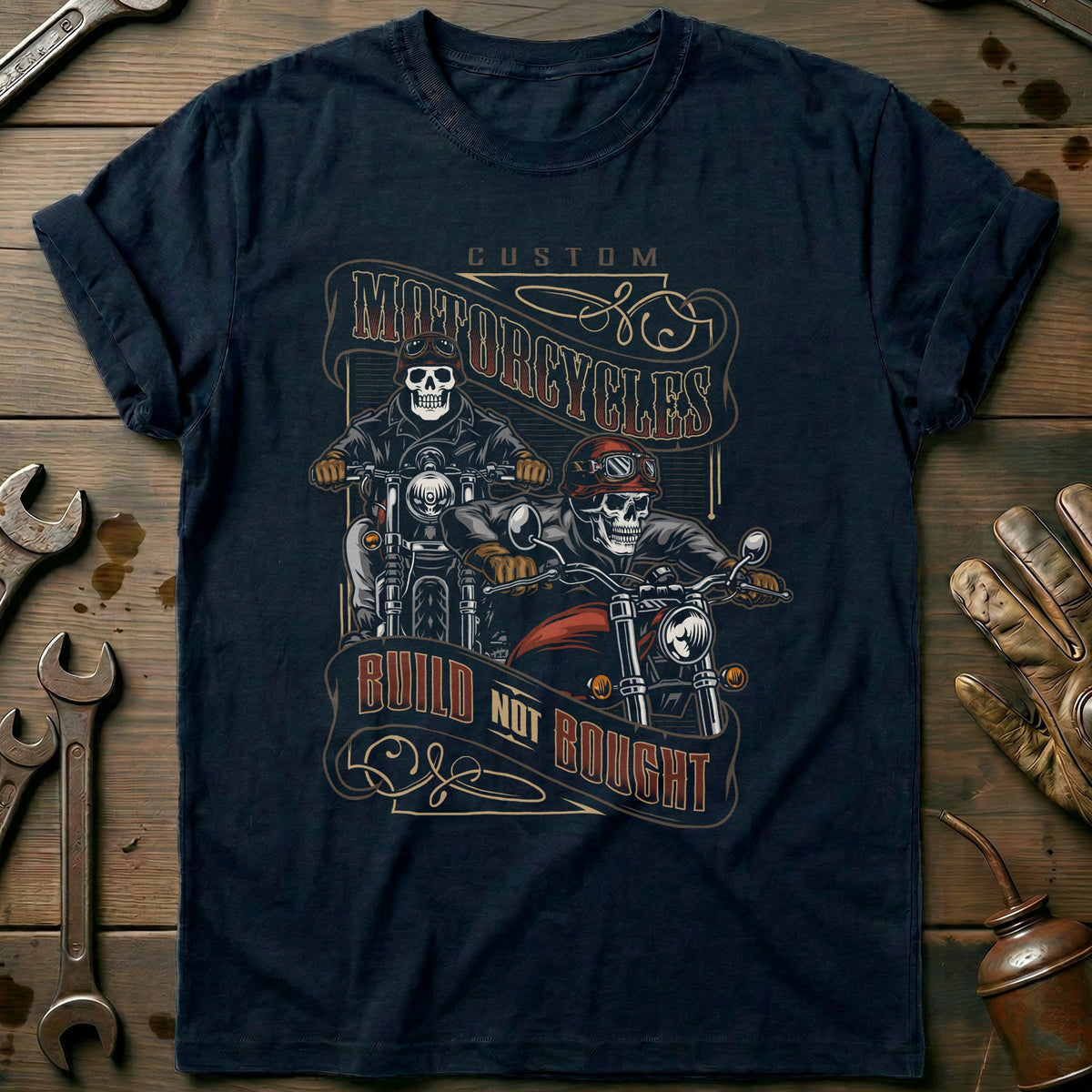 Navy - custom bike rider vintage T Shirt