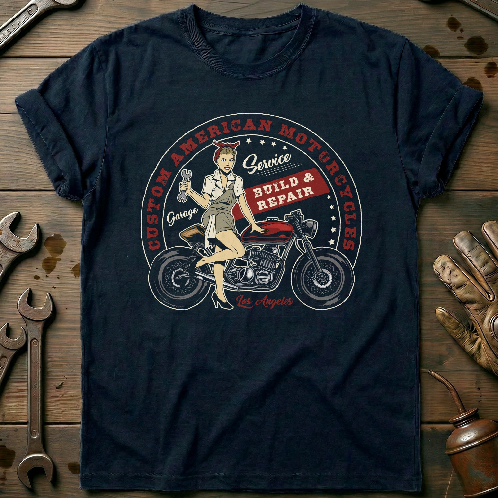 Navy - custom service motorcycle vintage T Shirt