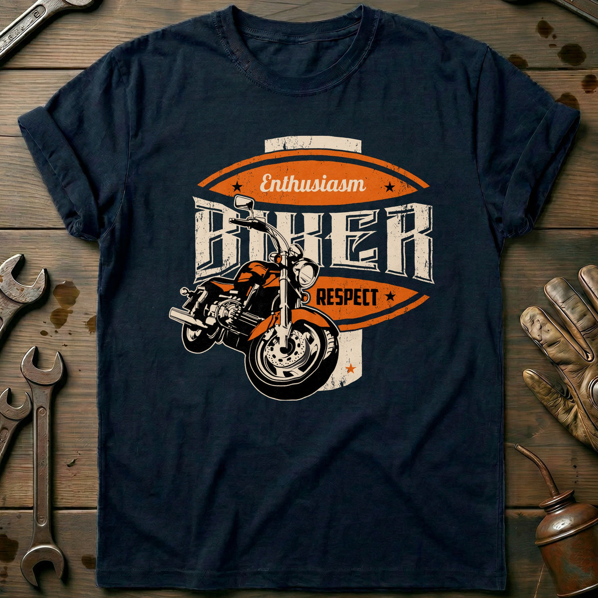 Navy - Enthusiasm Biker T-Shirt