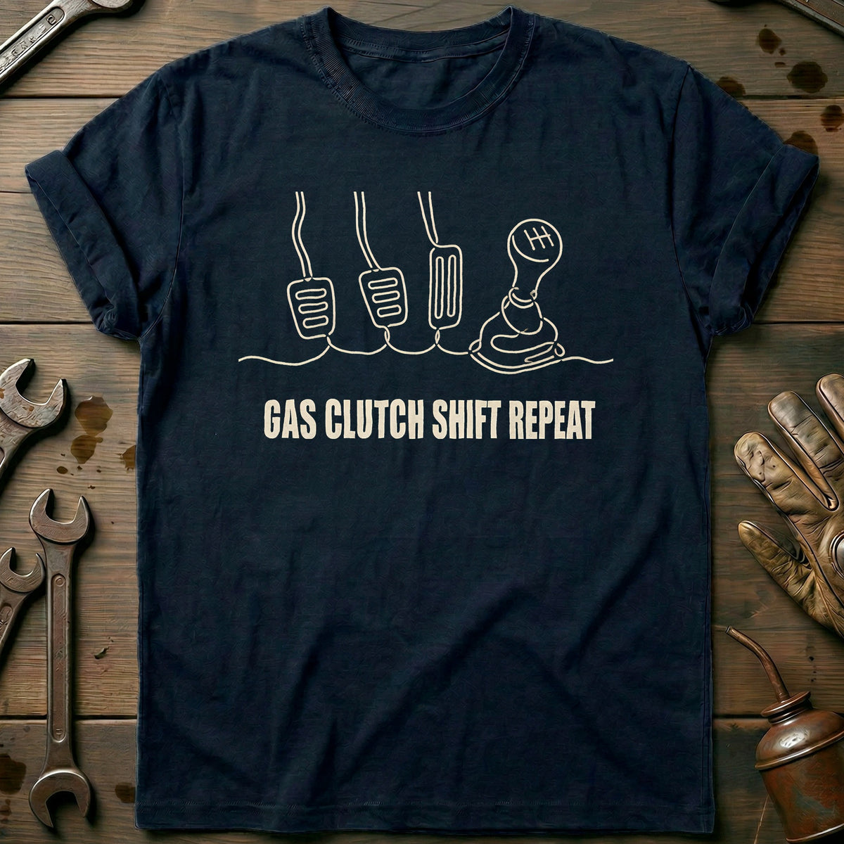Navy - Gas Clutch Shift T Shirt