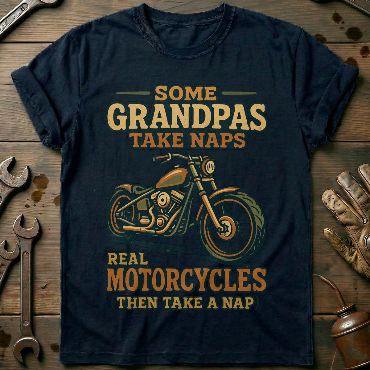 Navy - grandpas 26 motorcycle T Shirt