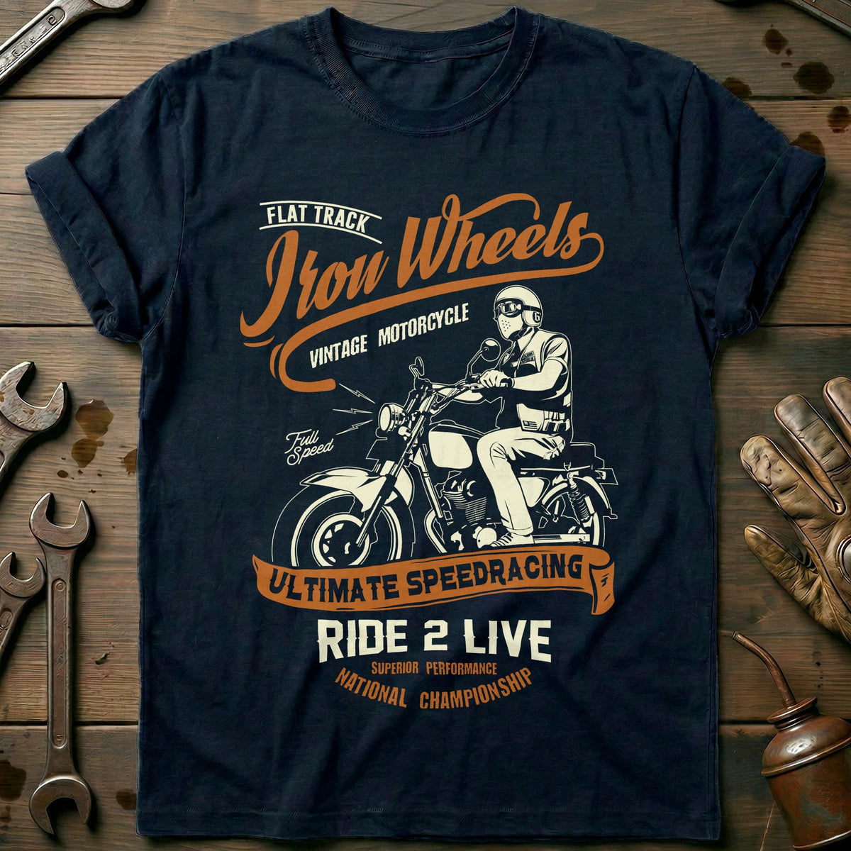 Navy - Iron Wheels T-Shirt