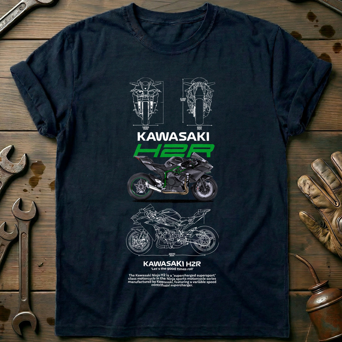 Navy - kawasaki h2r white T Shirt