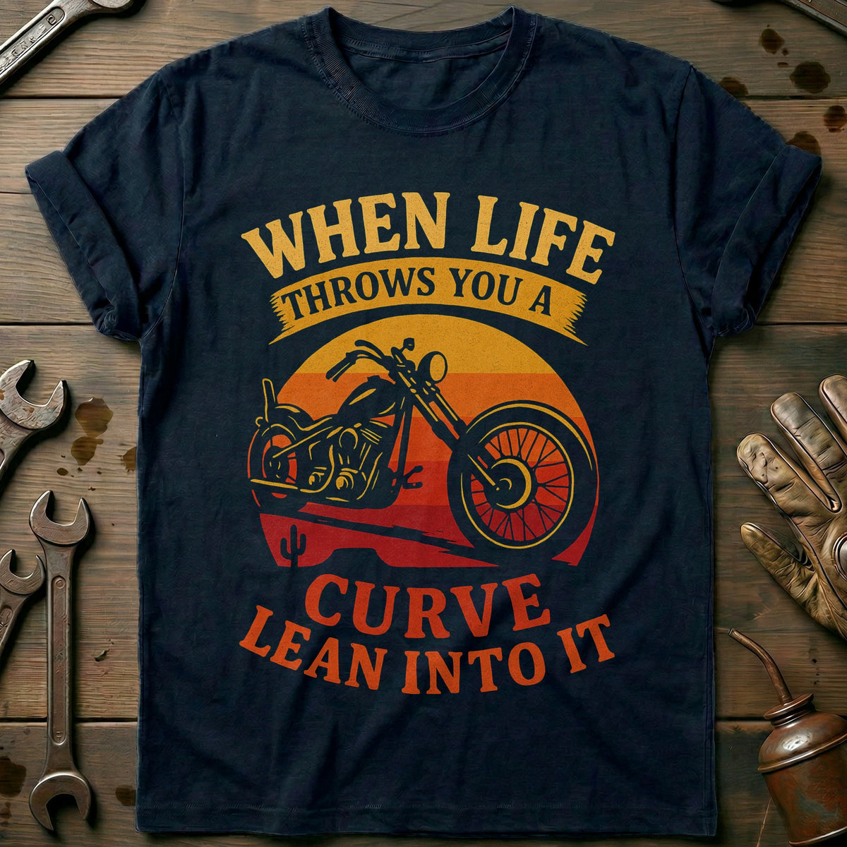 Navy - life throws curve 39 lean T Shirt