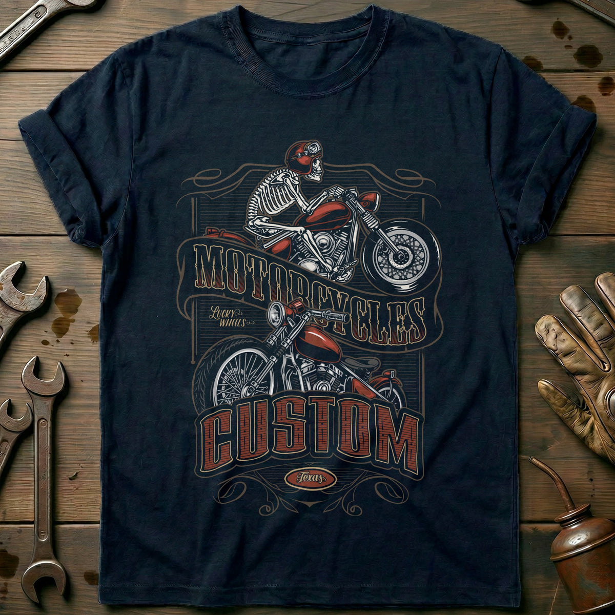Navy - motorcycle custom vintage T Shirt