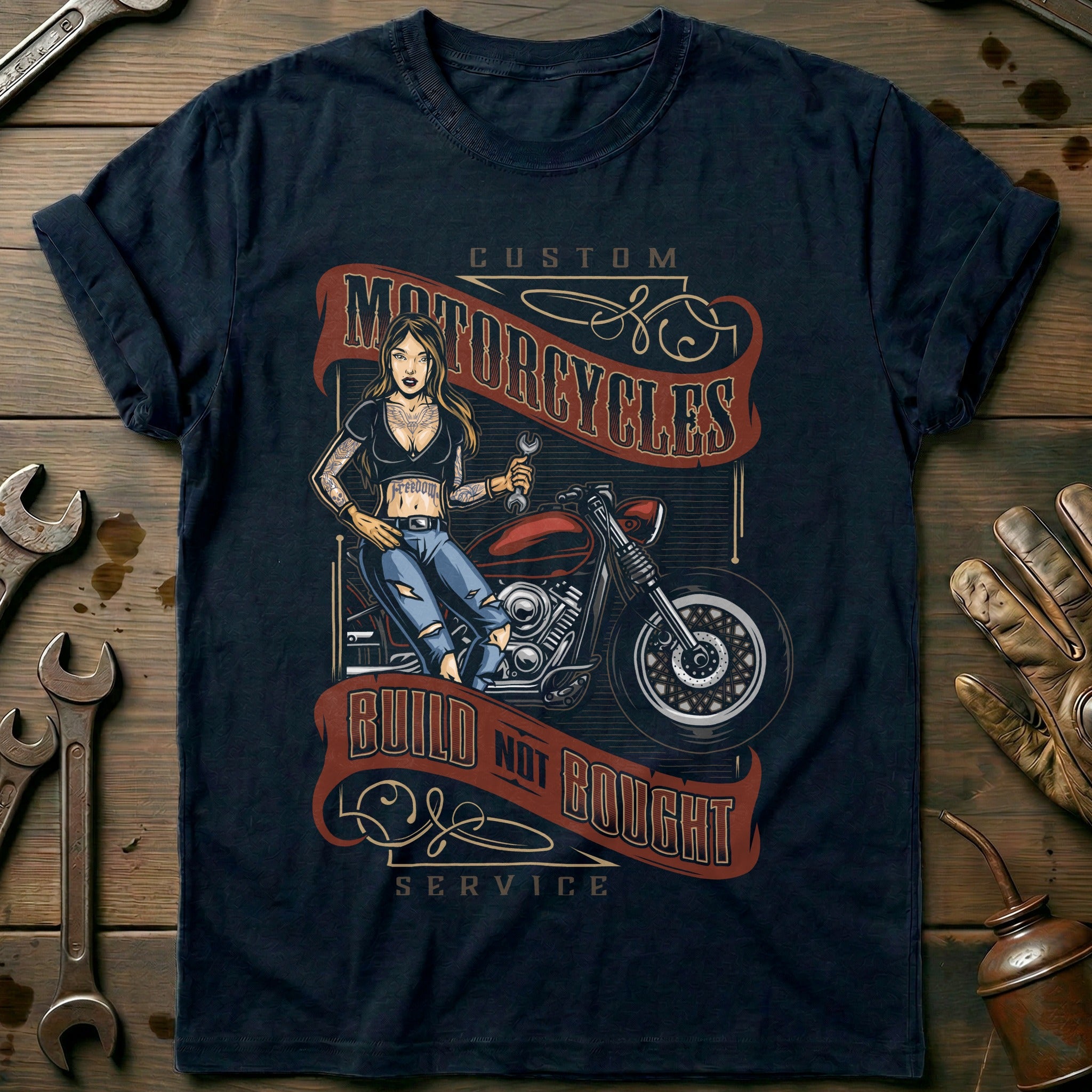 Navy - motorcycle service vintage T Shirt
