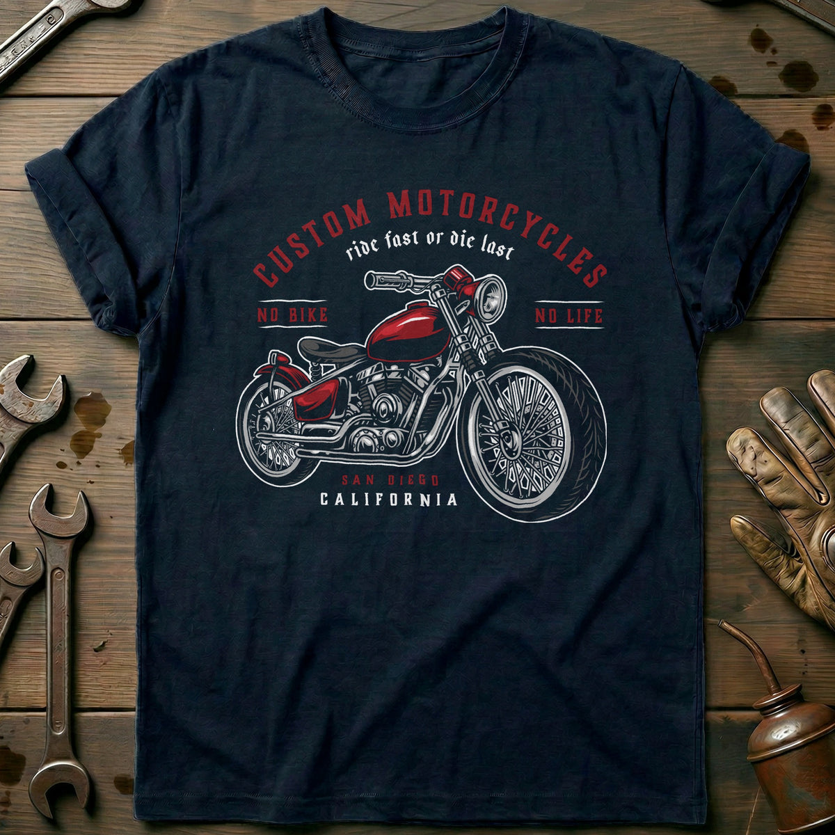 Navy - no bike no life vintage T Shirt