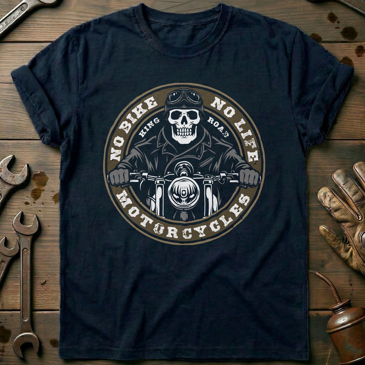 Navy - no bike skull vintage T Shirt
