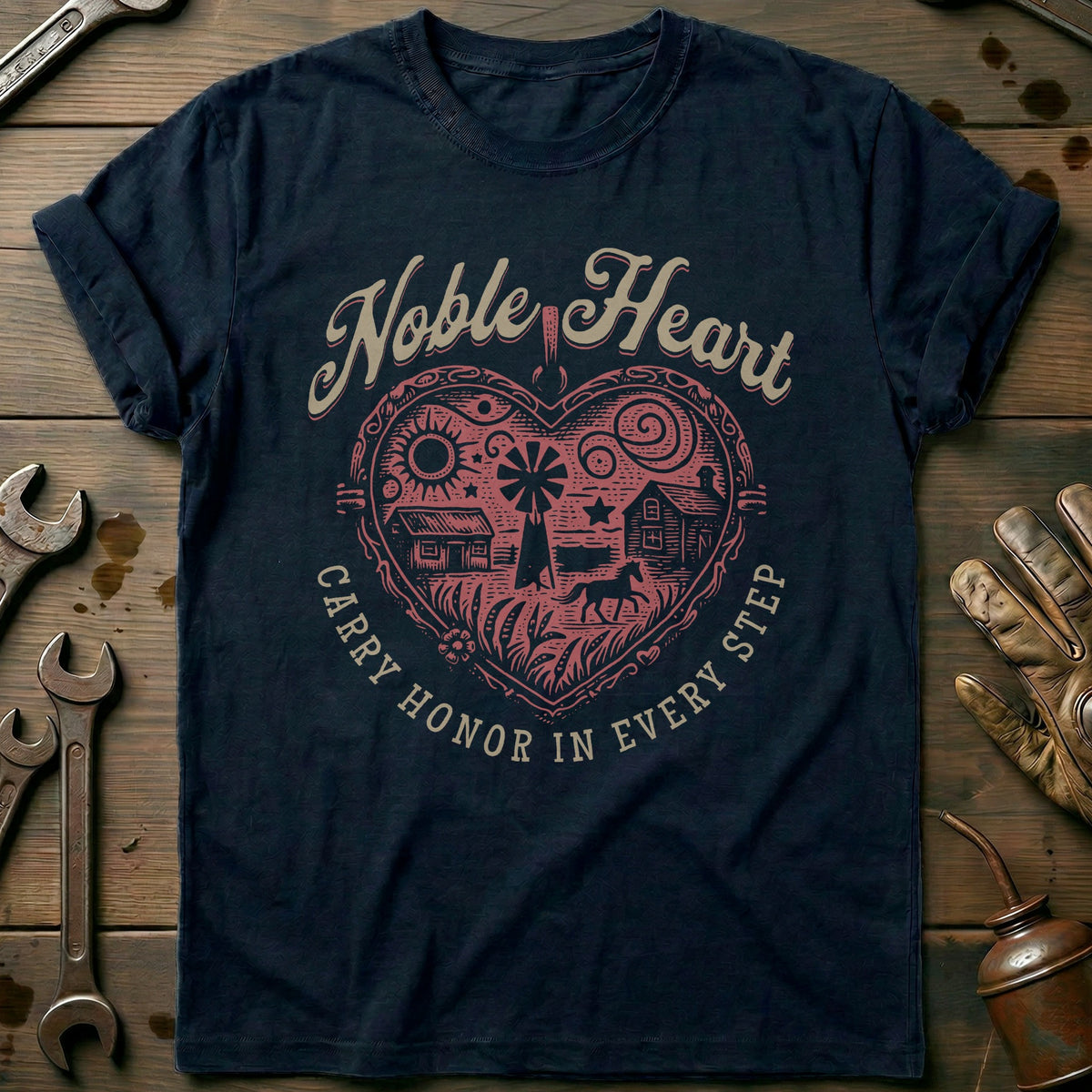 Navy - Noble Heart - T-Shirt