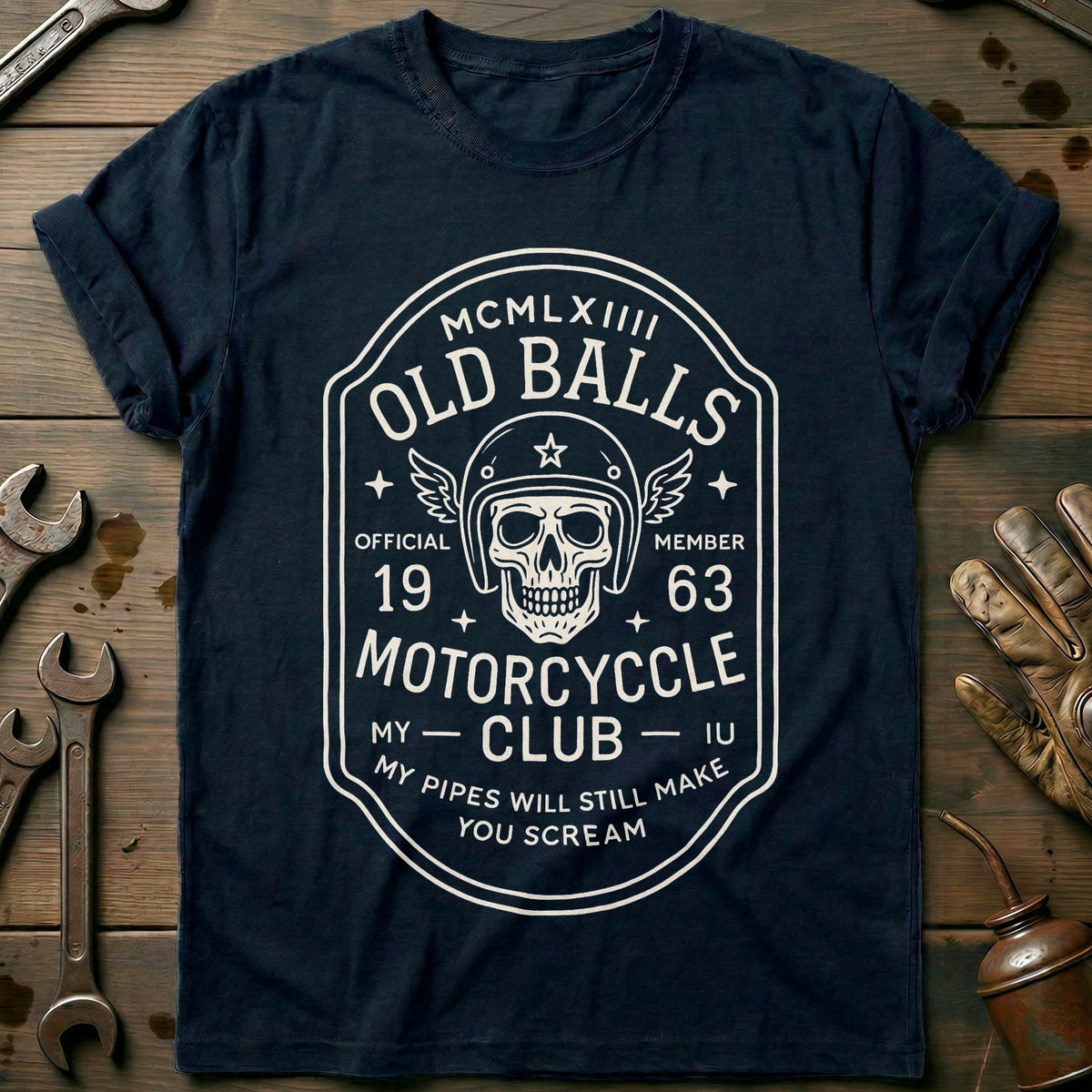 Navy - old balls 64 motorcycle T Shirt