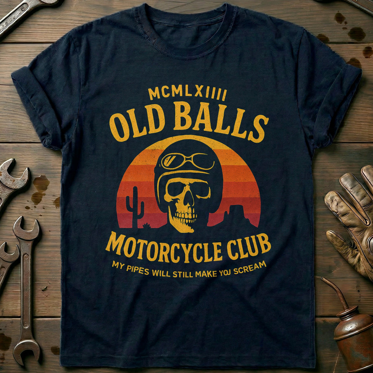 Navy - old balls club 45 T Shirt