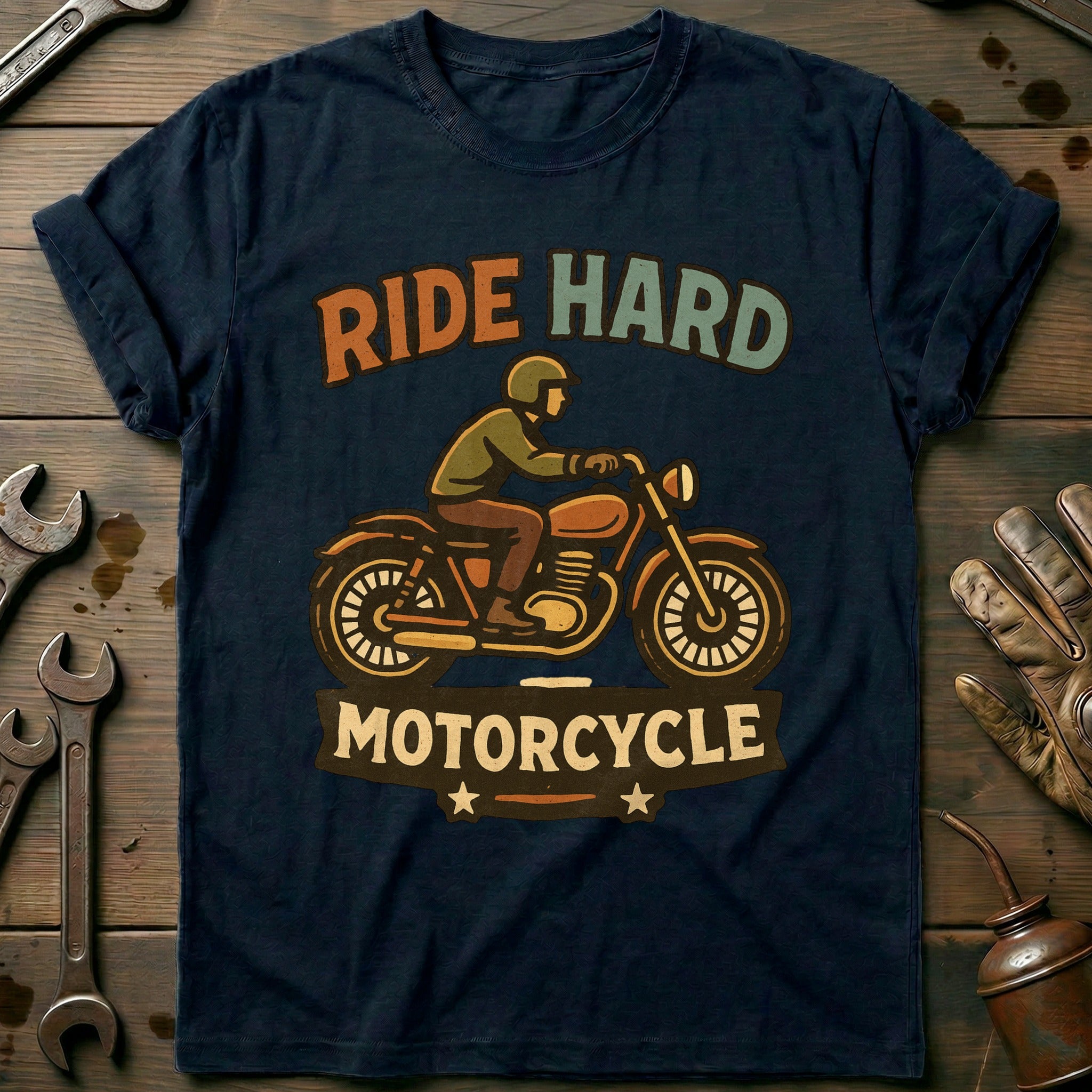 Navy - ride hard 35 motorcycle T Shirt