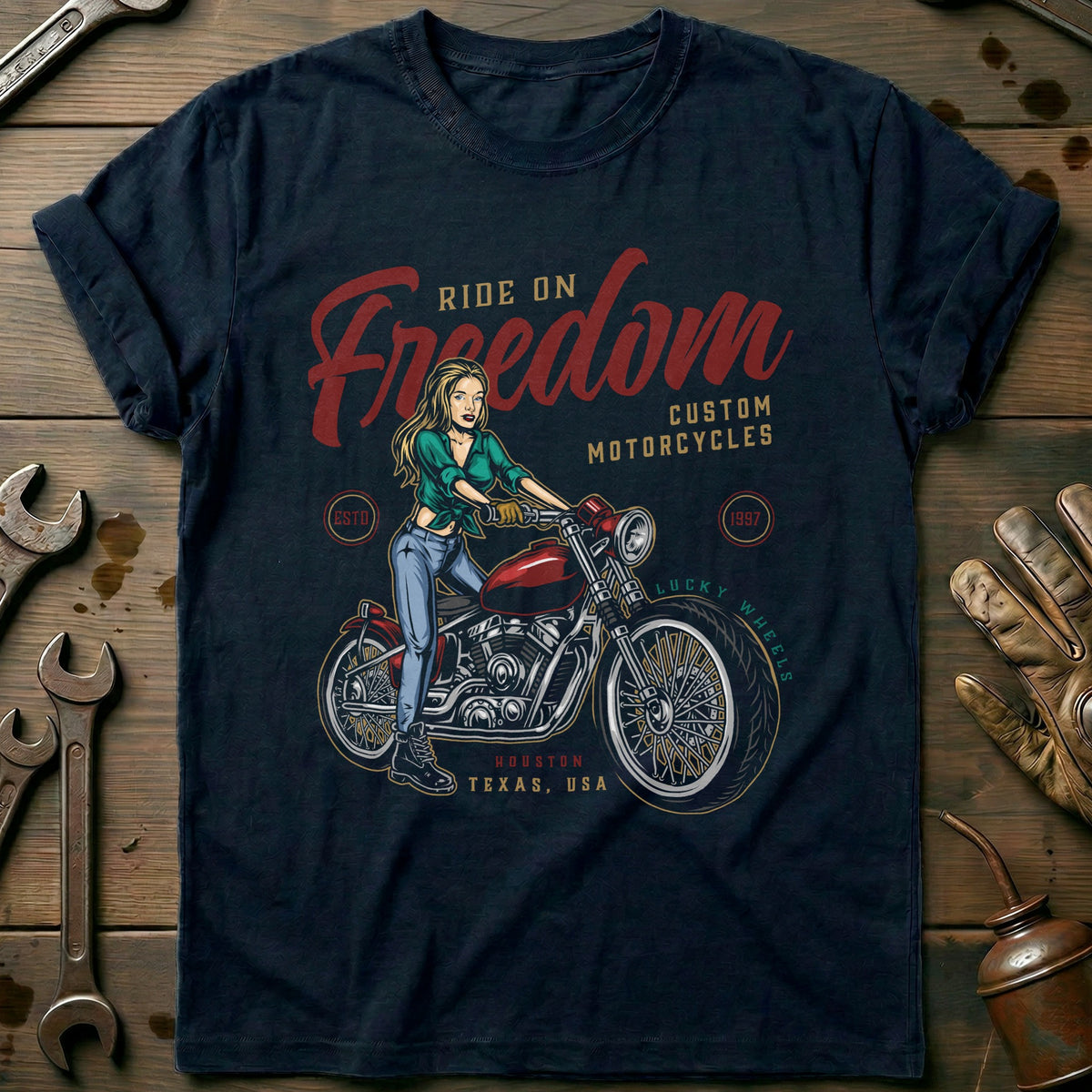 Navy - ride on freedom vintage T Shirt