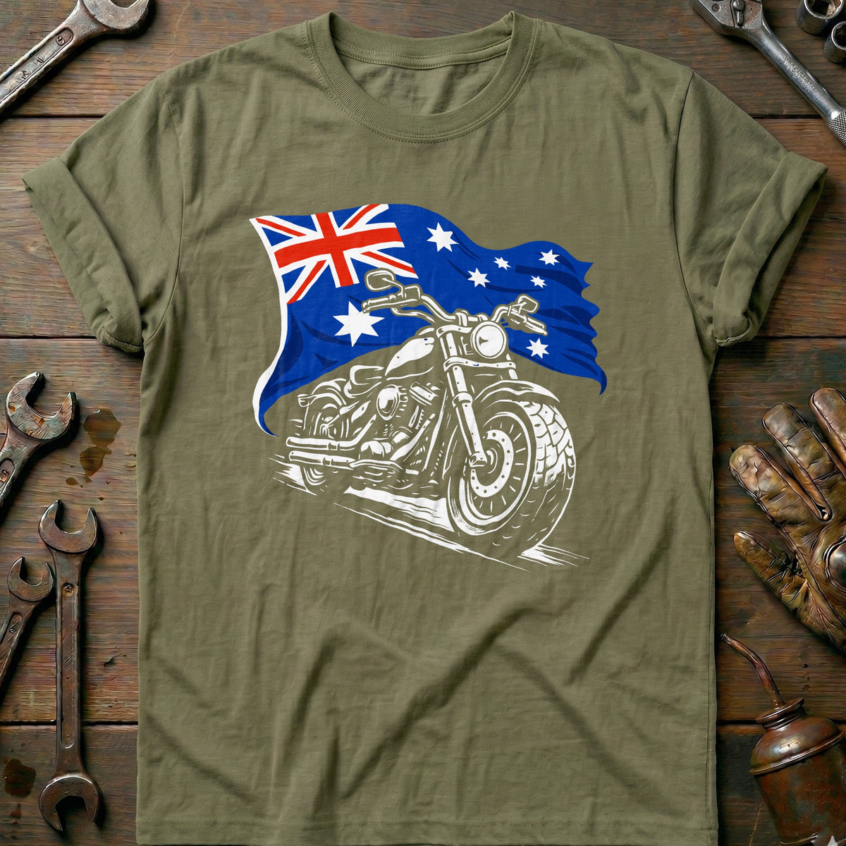 Olive - AUSTRALIA BIKER 026 T Shirt