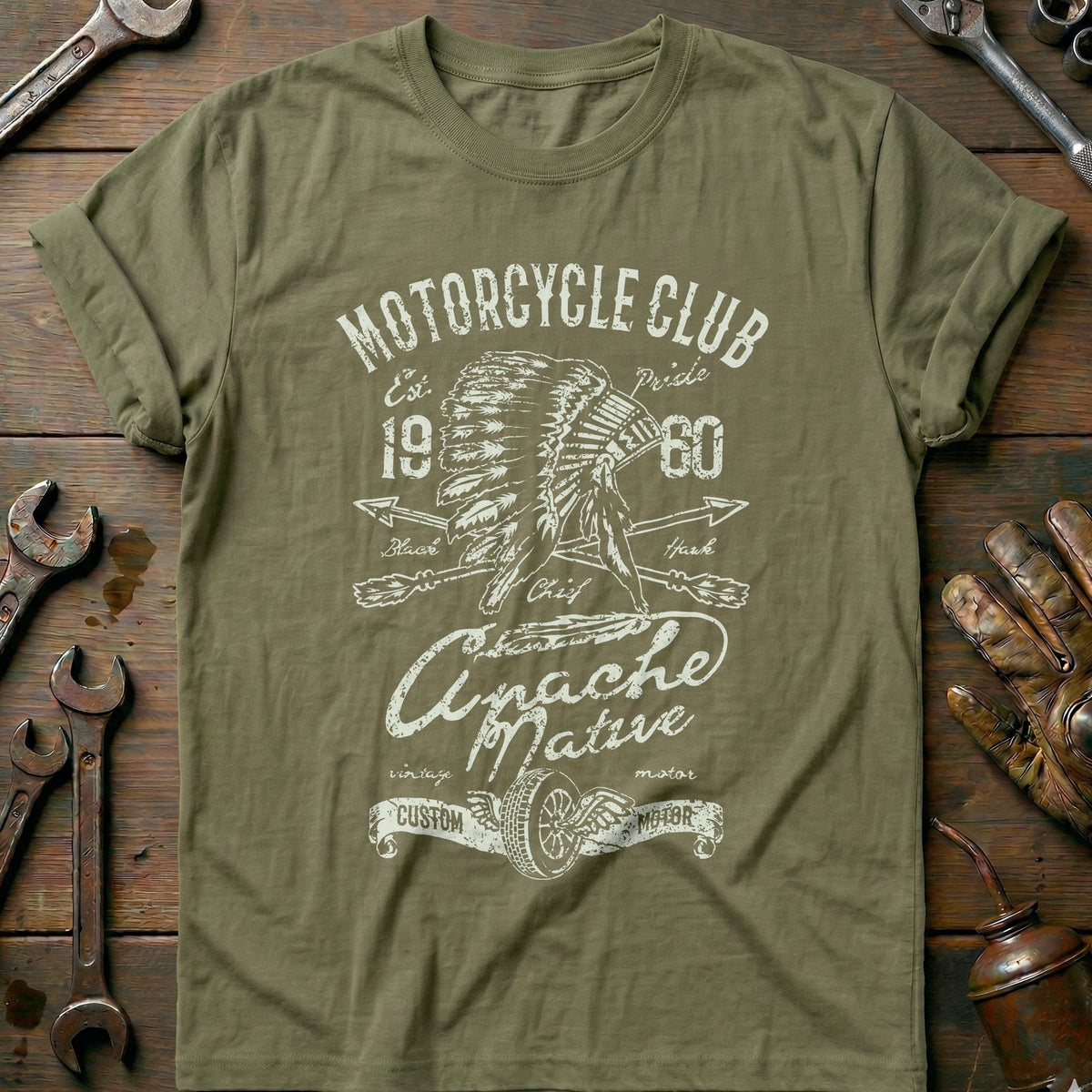 Olive - Apache Motor Club T Shirt