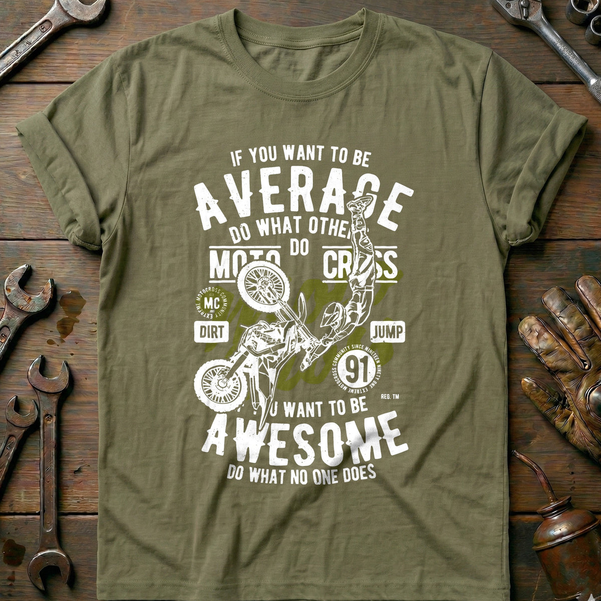 Olive - Awesome Motocross 111 T Shirt