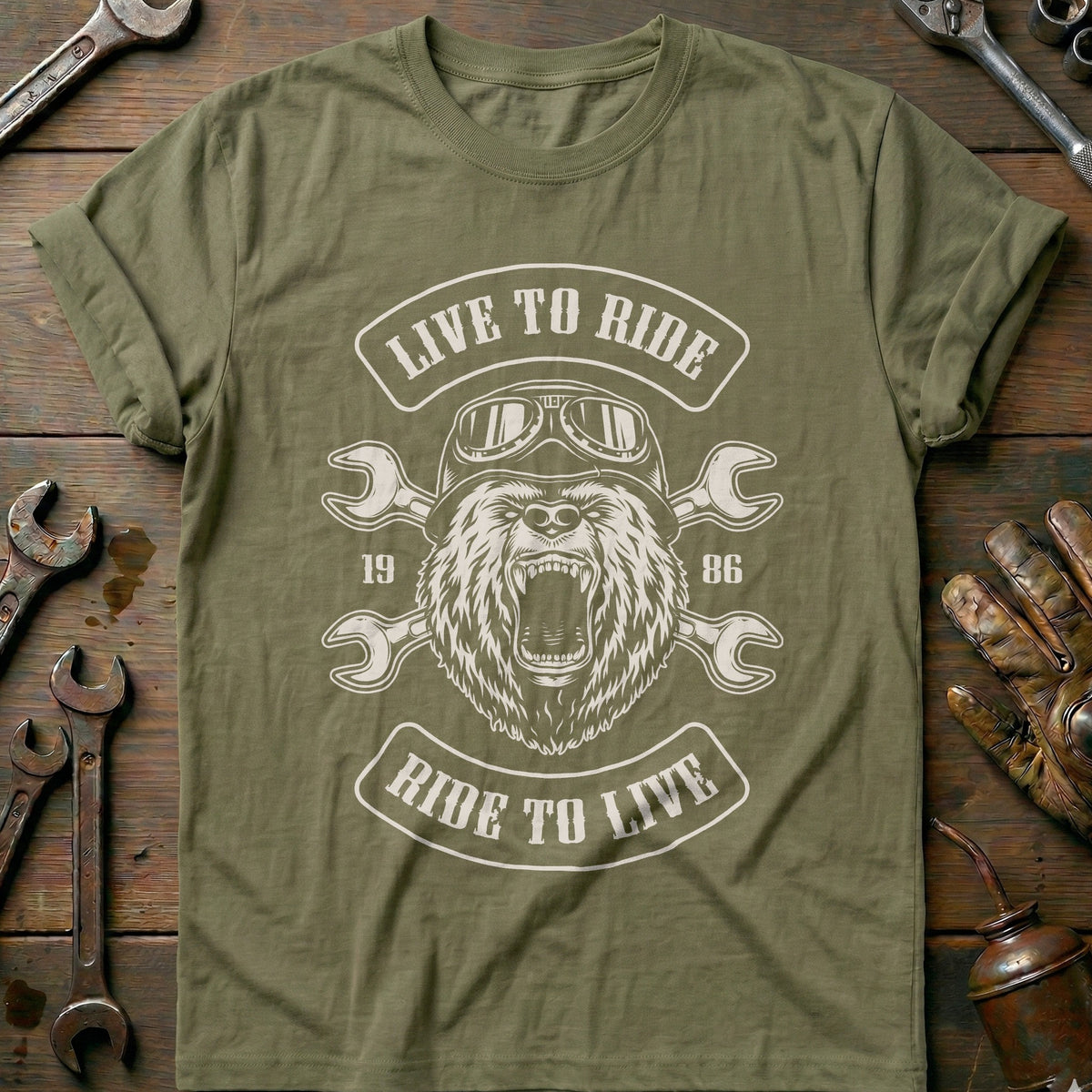Olive - Bear Head Live to T-Shirt