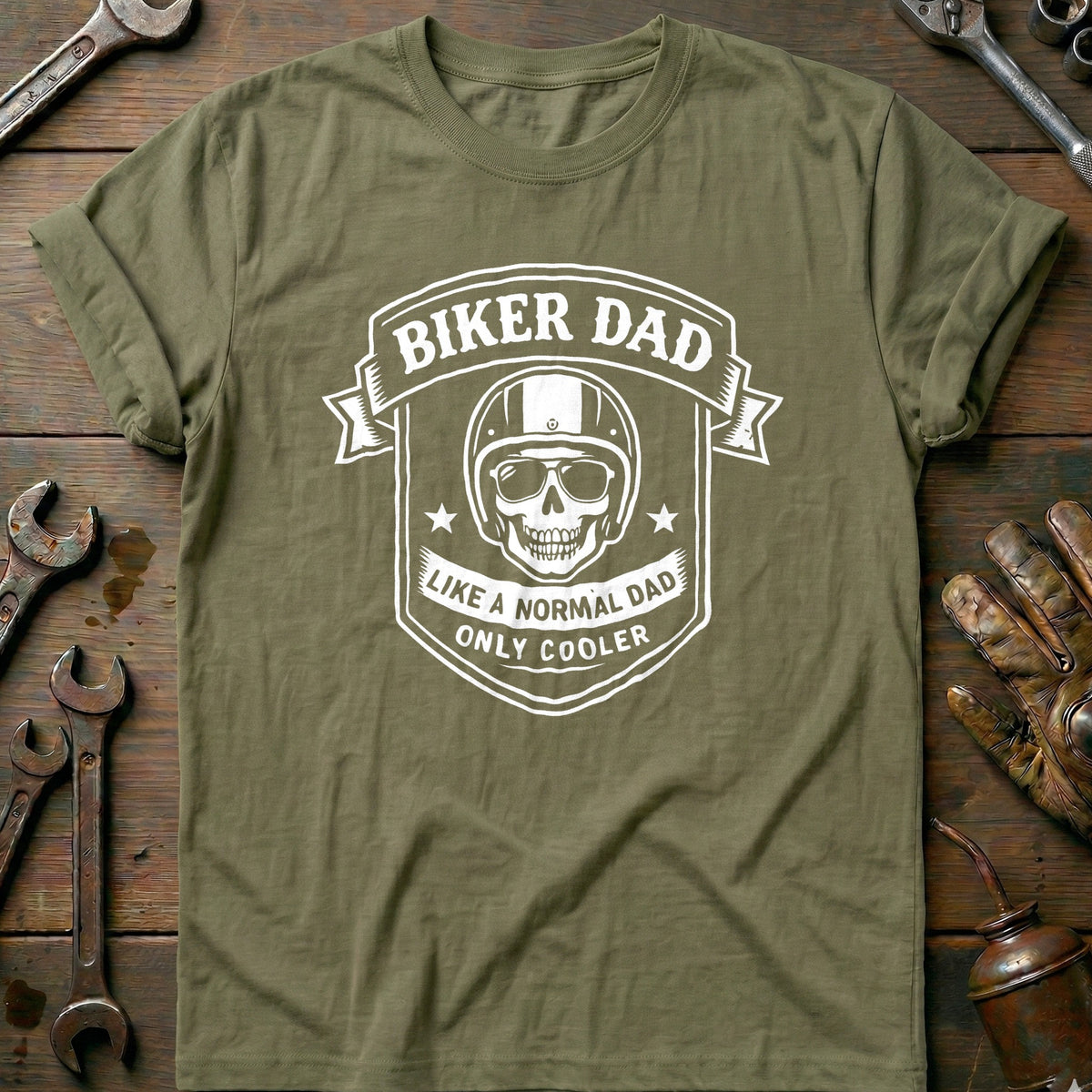 Olive - BIKER DAD 026 T Shirt