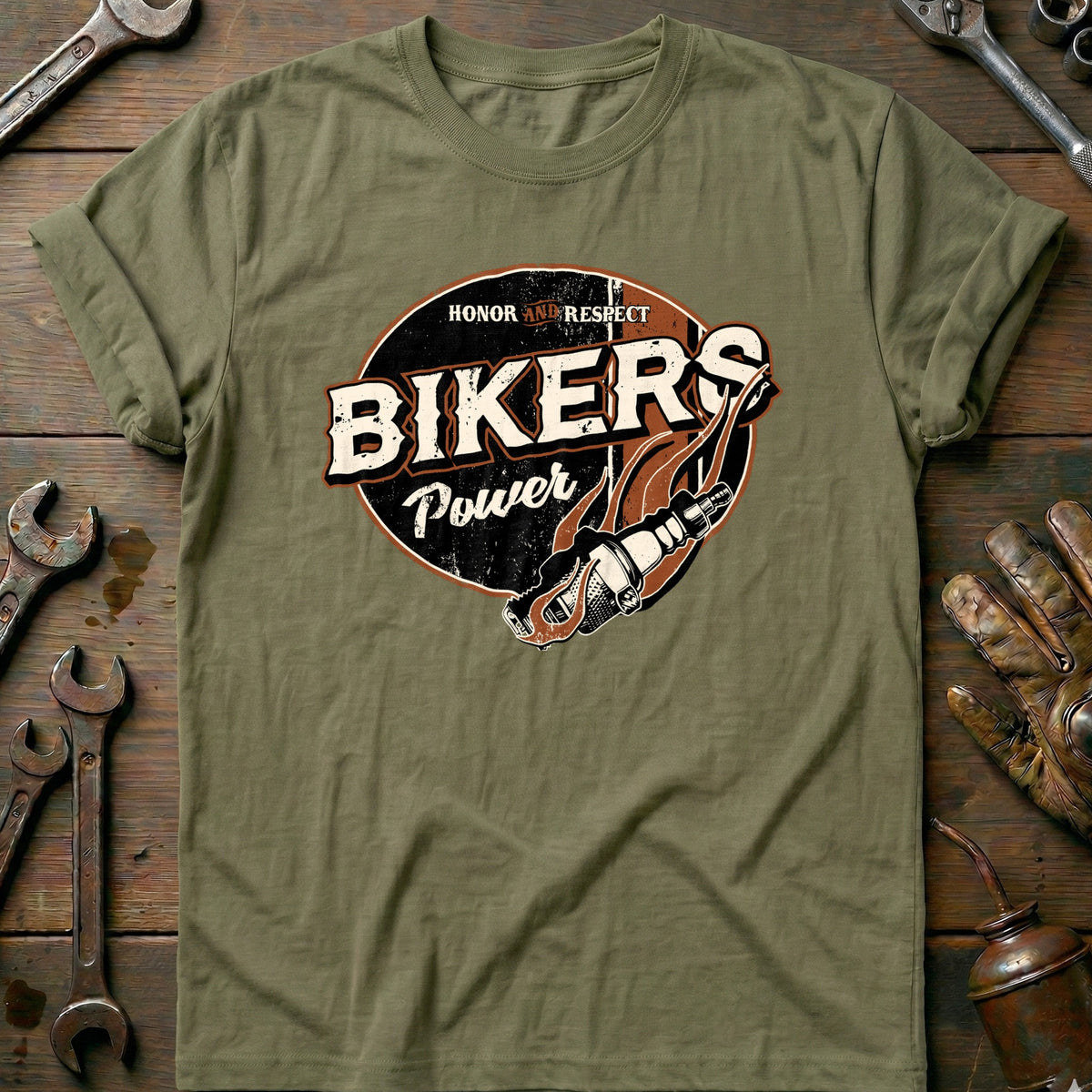 Olive - Biker Power T-Shirt