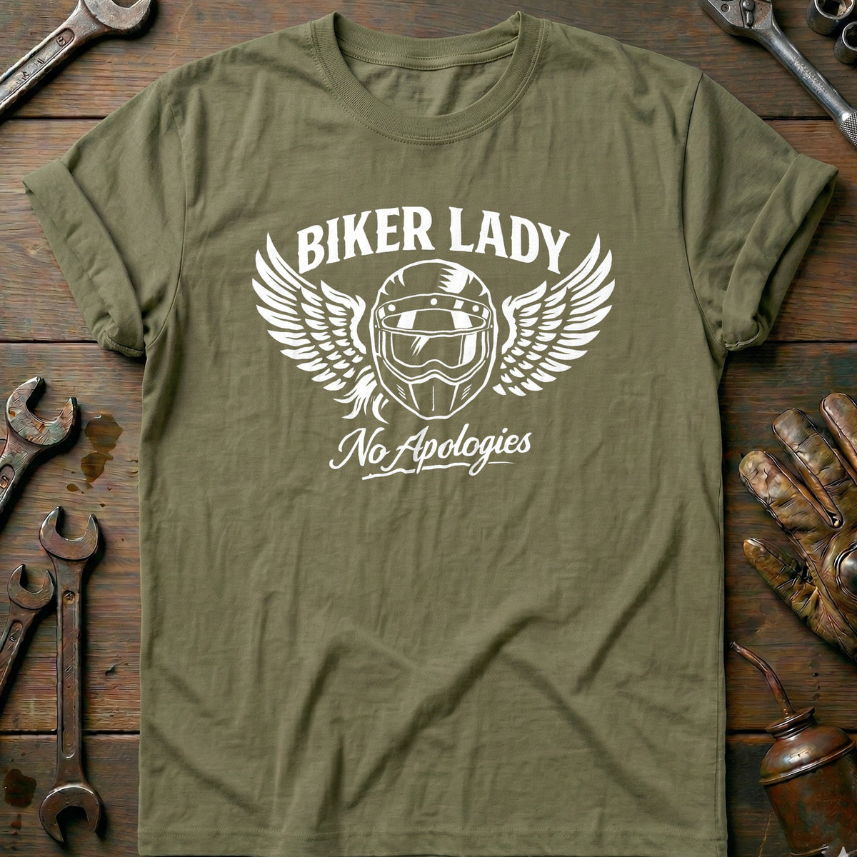 Olive - BIKER WING LADY 026 T Shirt