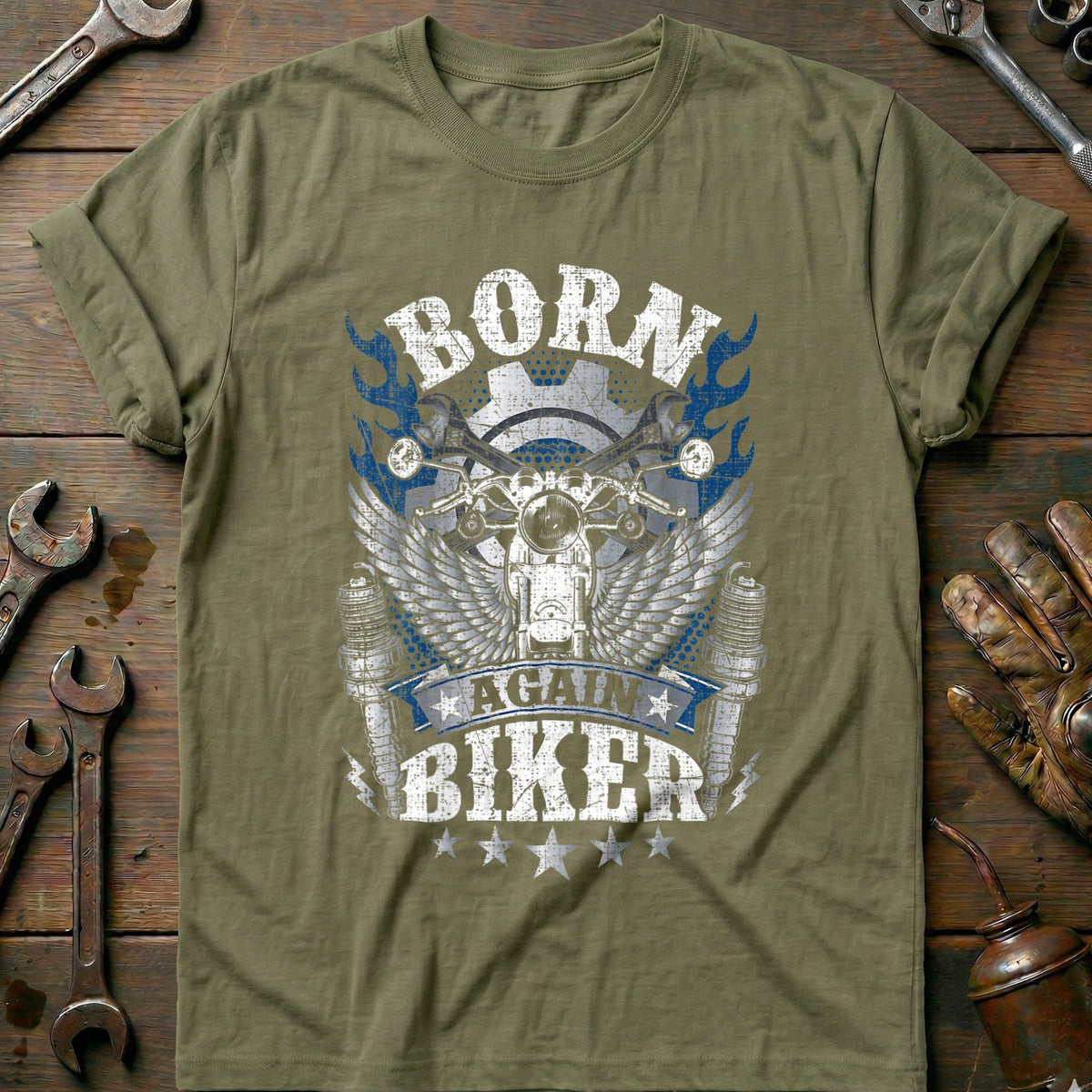 Olive - Biker Born Again T-Shirt