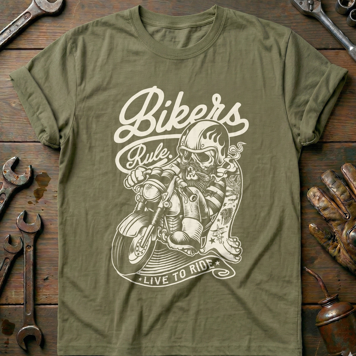 Olive - Bikers Rule Live T-Shirt