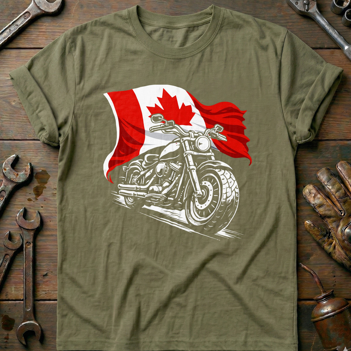 Olive - CANADA BIKER 026 T Shirt