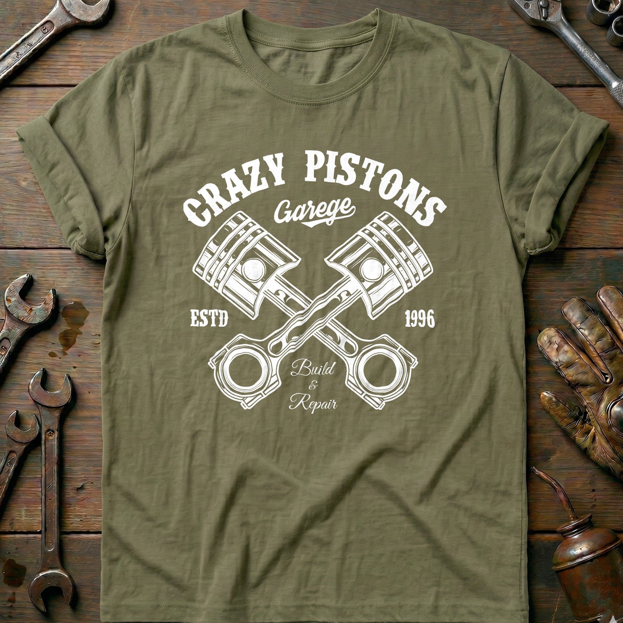 Olive - Crazy Pistons T-Shirt