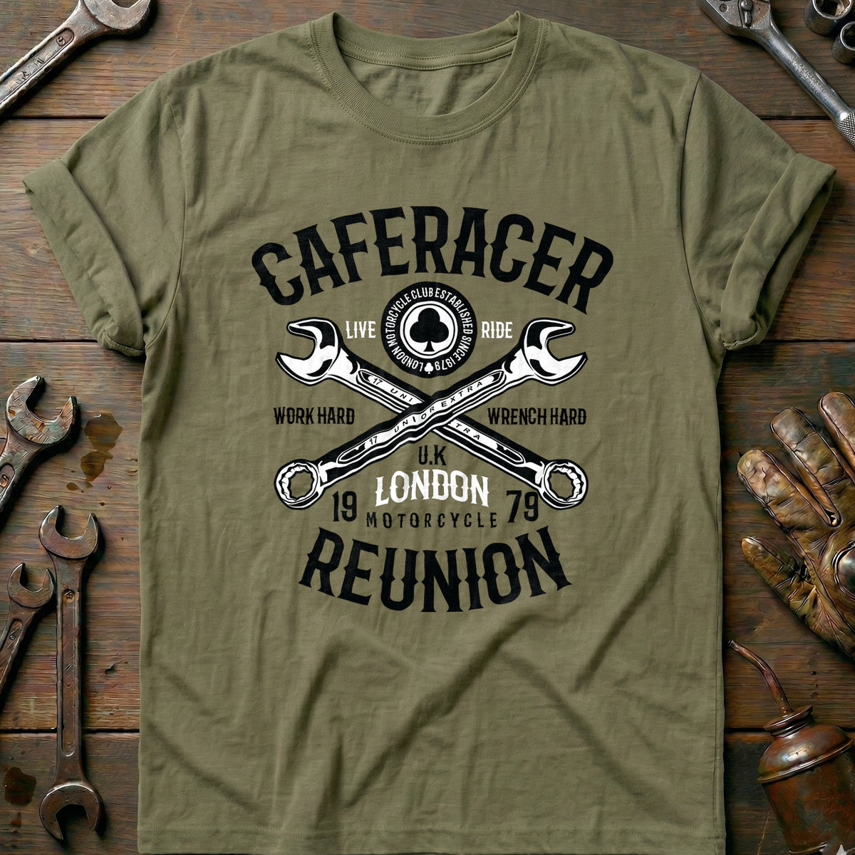 Olive - Caferacer Reunion 5 T Shirt