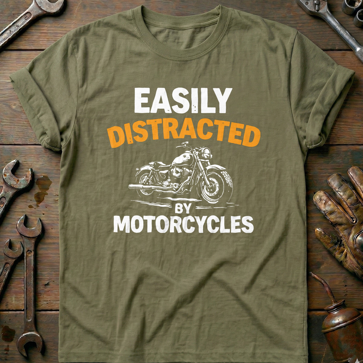 Olive - DISTRACTED BY BIKES 026 T Shirt