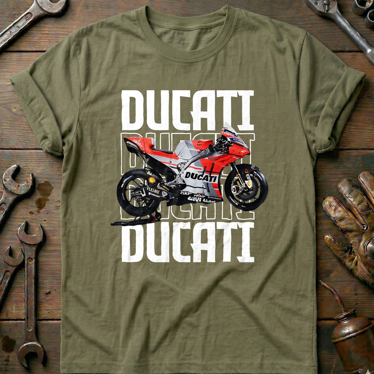 Olive - DUCATI WHITE 028 T Shirt