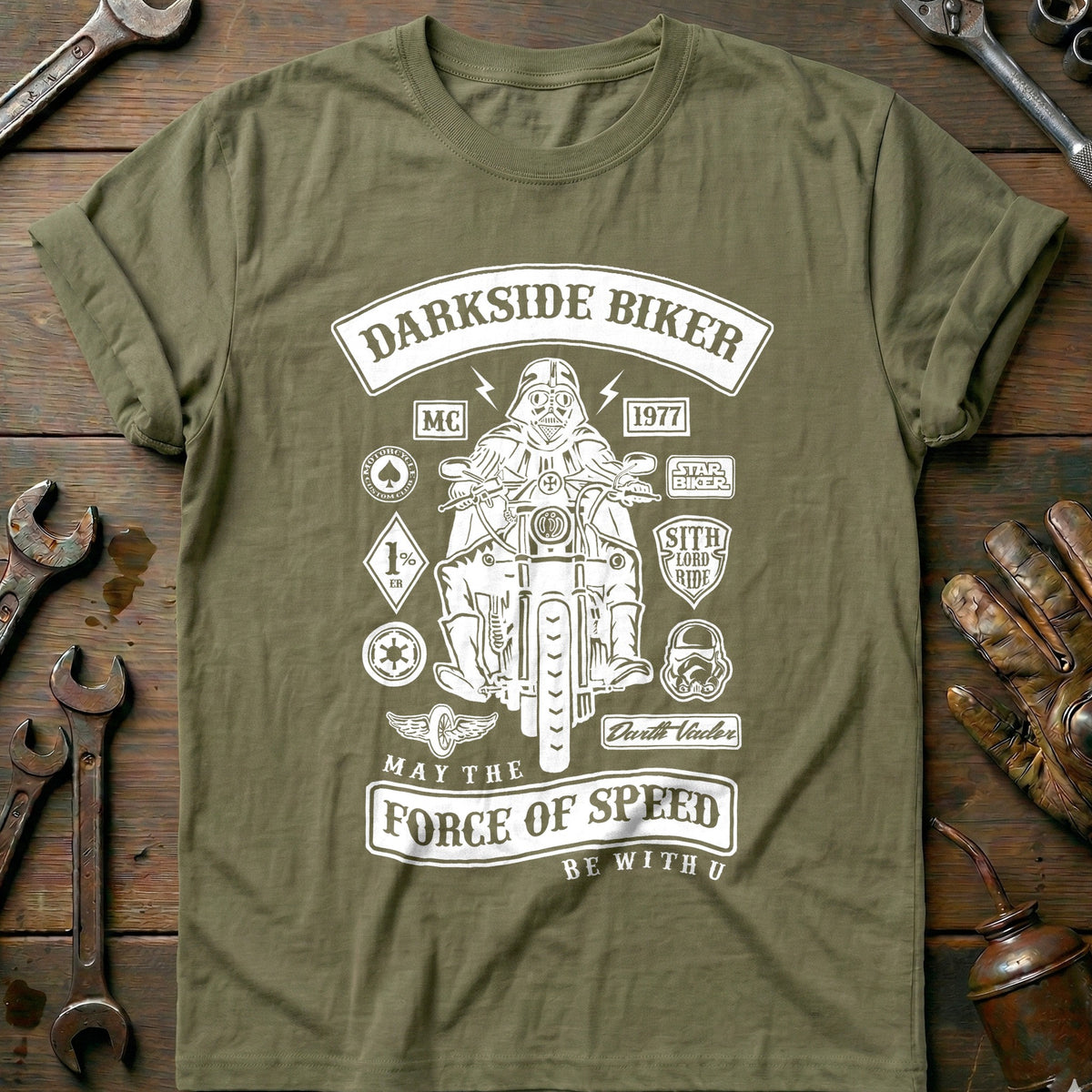 Olive - Darkside Biker T-Shirt