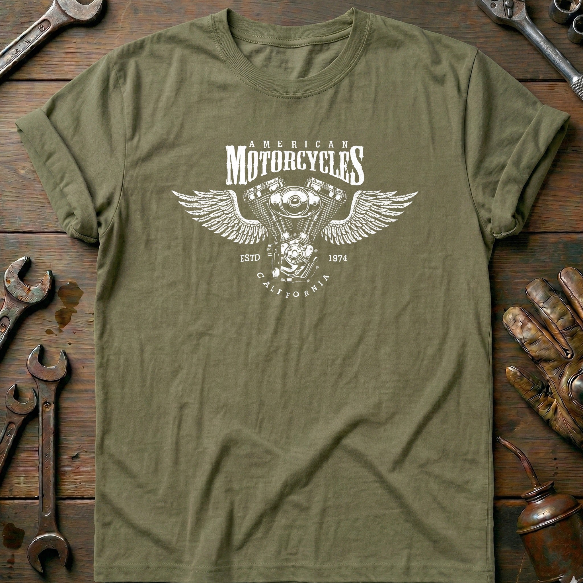 Olive - Engine Wings T-Shirt