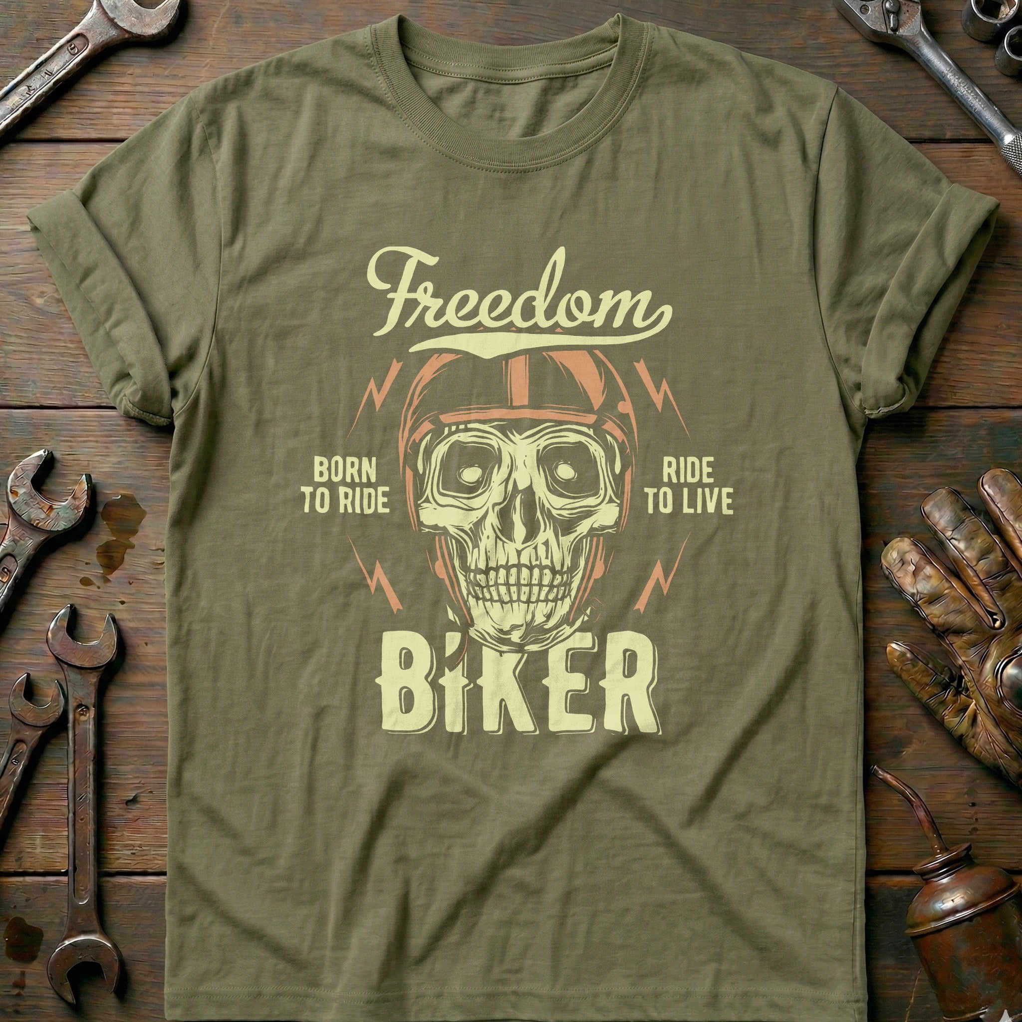 Olive - Freedom Biker T-Shirt