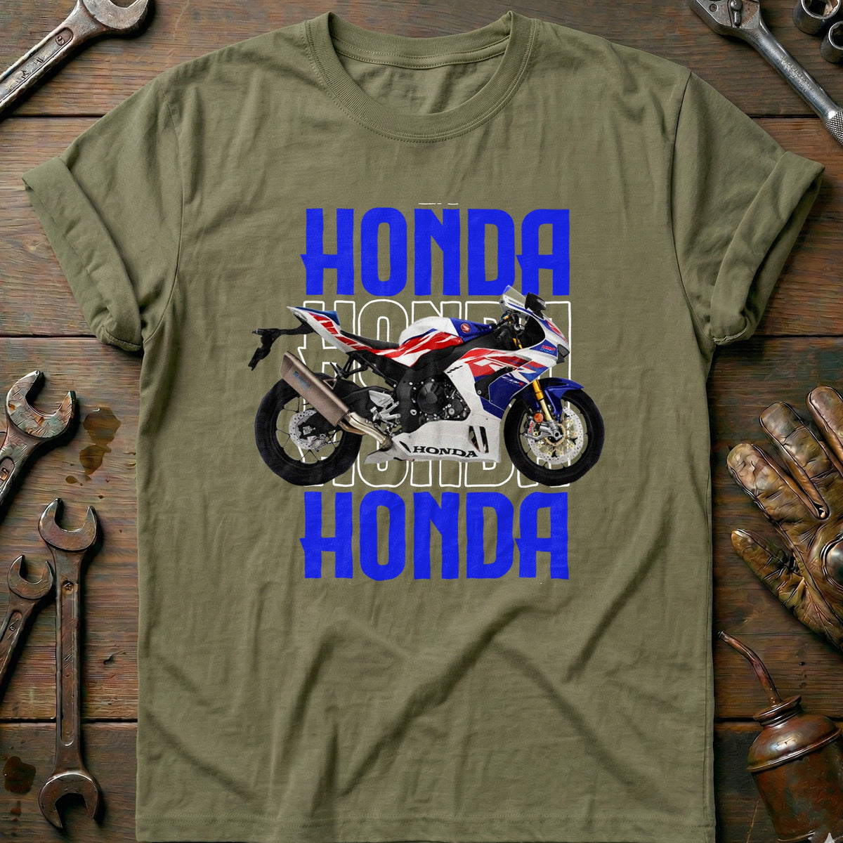 Olive - HONDA CBR 1000 BLUE 028 T Shirt