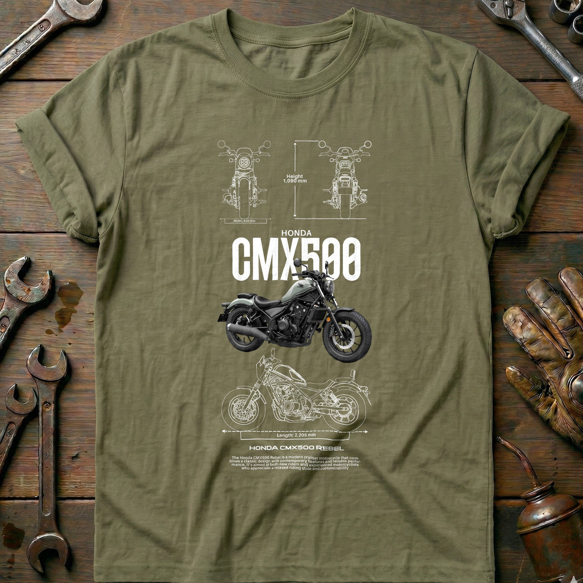 Olive - HONDA CMX500 REBEL T Shirt