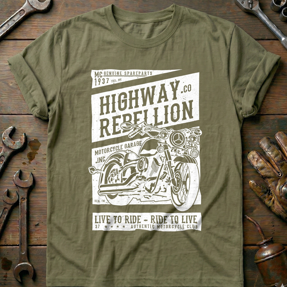 Olive - Highway Rebellion T Shirt