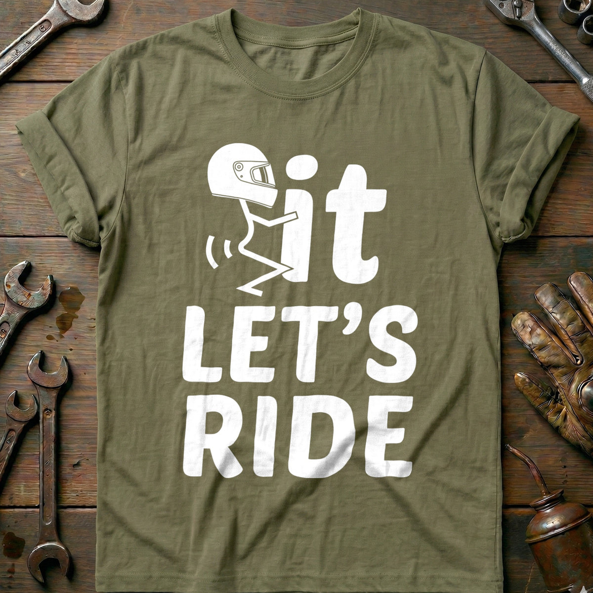 Olive - Fit Lets Ride T-Shirt