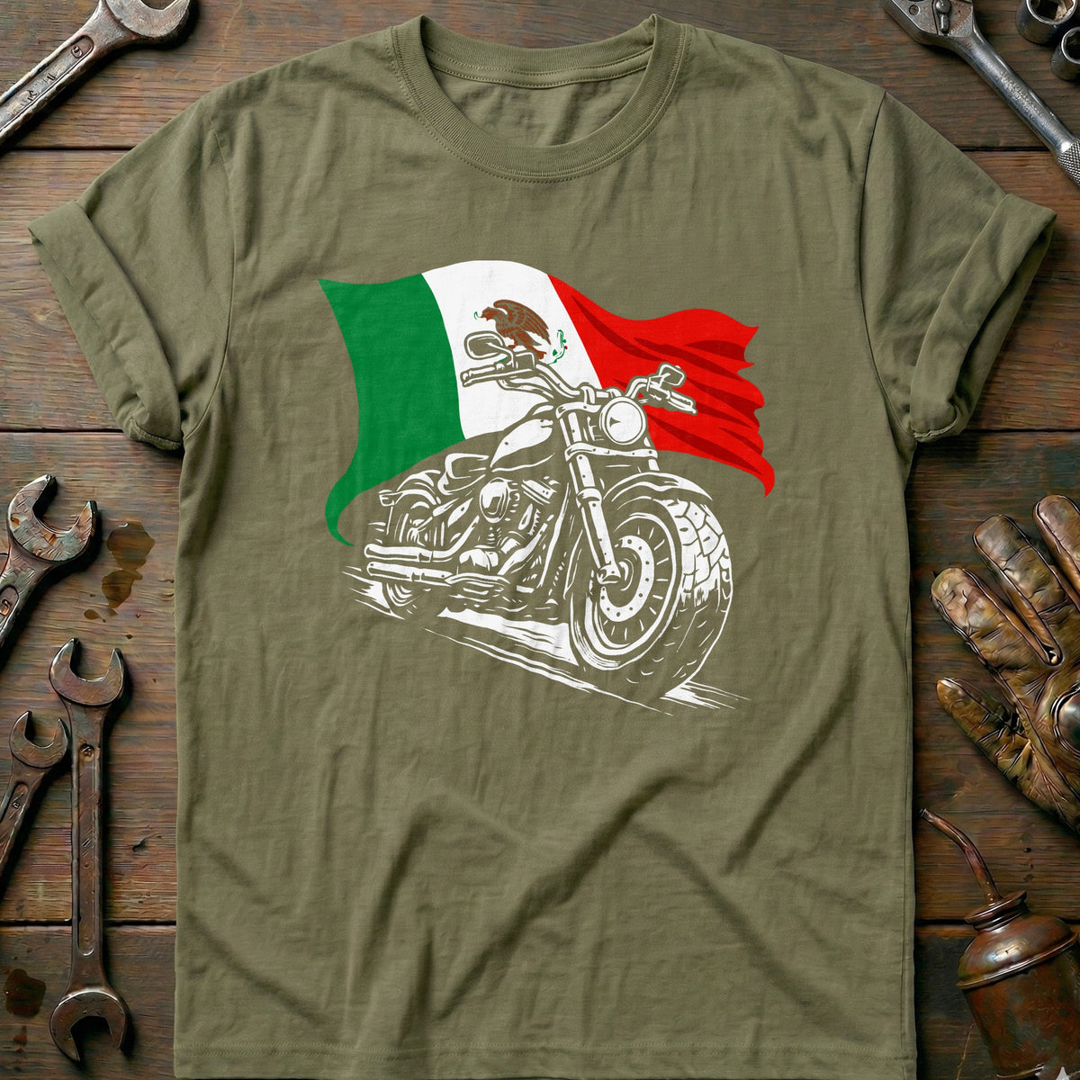 Olive - MEXICO BIKER 026 T Shirt