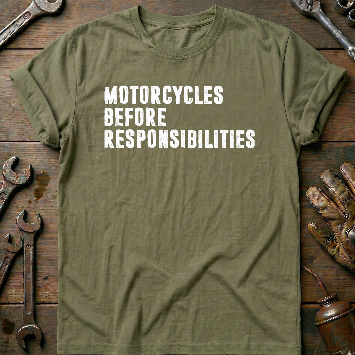 Olive - MOTORCYCLE RESPONSIBLITY 026 T Shirt