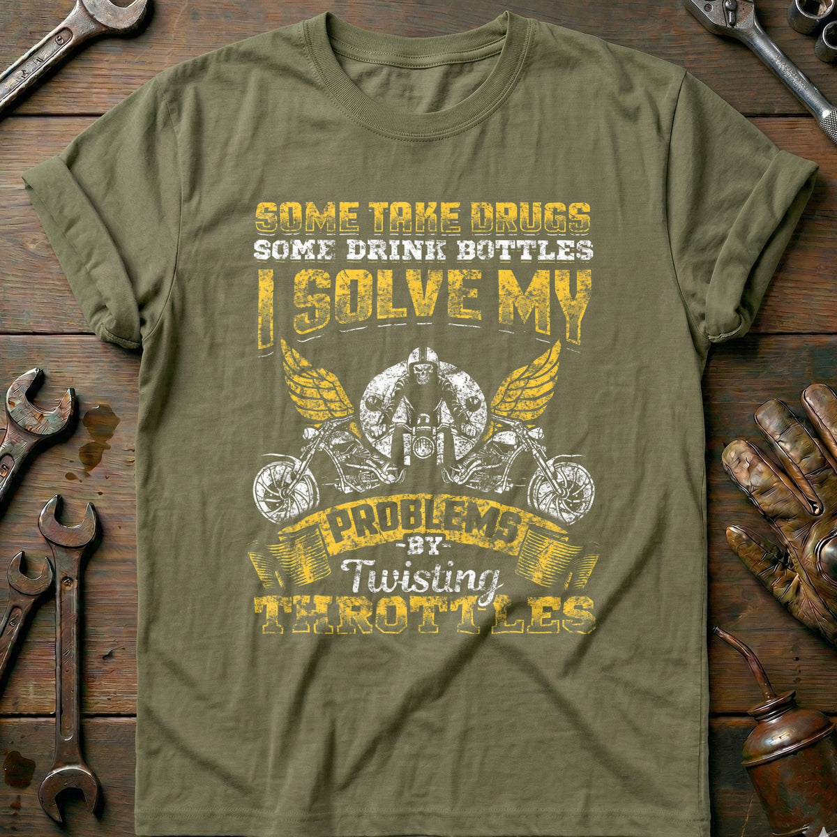 Olive - Twist & Throttle: T-Shirt