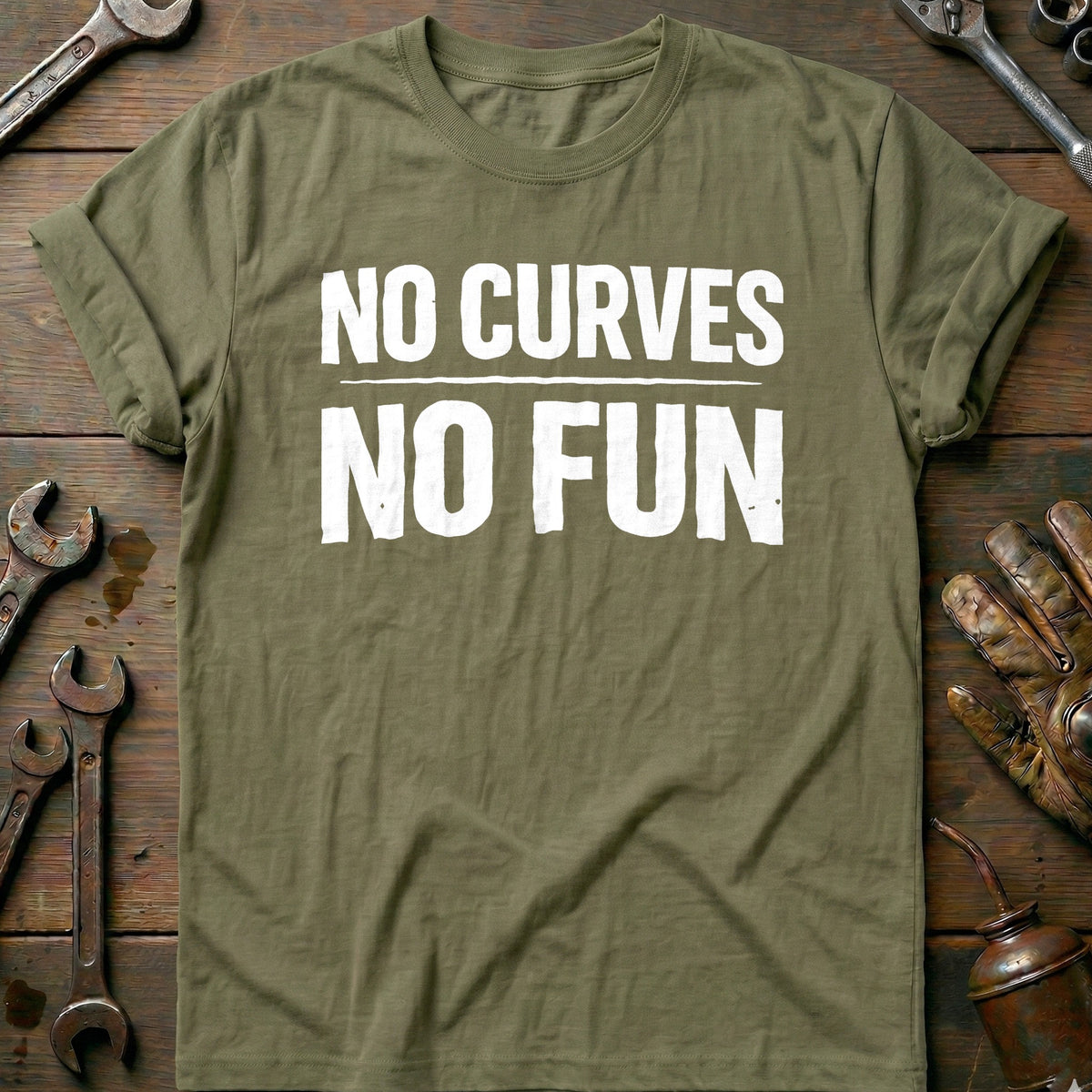 Olive - NO CURVES NO FUN 026 T Shirt