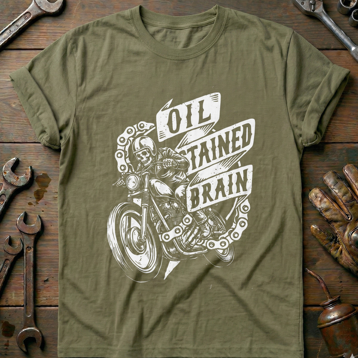 Olive - Oil Stained Brain 6 T Shirt